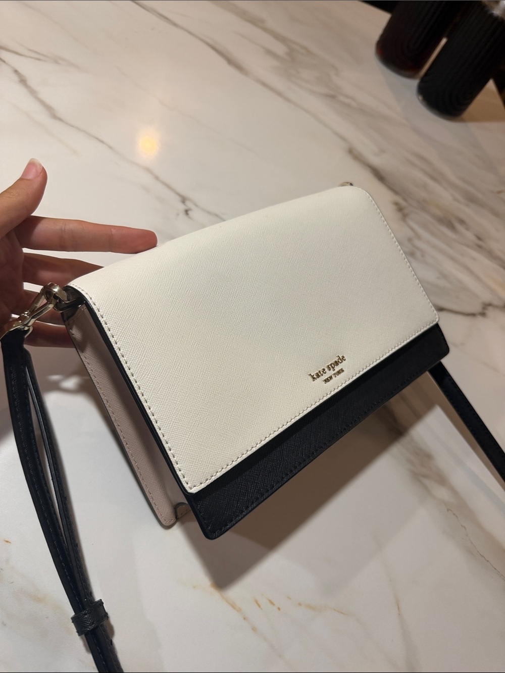 Kate Spade Cream, Black & Blush Three-Tone Crossbody Bag